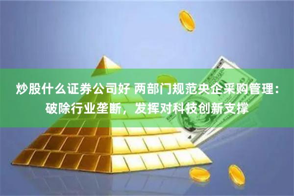 炒股什么证券公司好 两部门规范央企采购管理：破除行业垄断，发挥对科技创新支撑