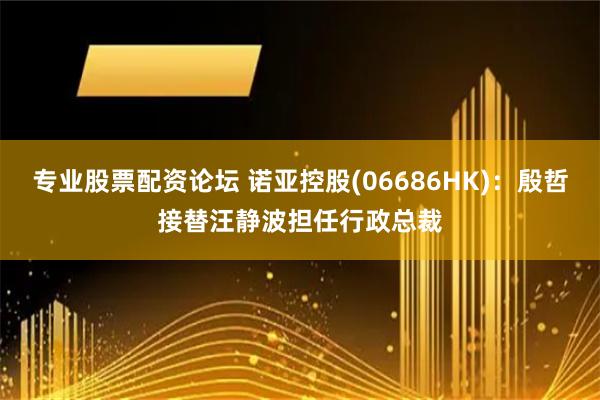 专业股票配资论坛 诺亚控股(06686HK)：殷哲接替汪静波担任行政总裁