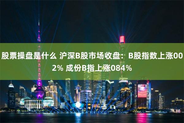 股票操盘是什么 沪深B股市场收盘：B股指数上涨002% 成份B指上涨084%