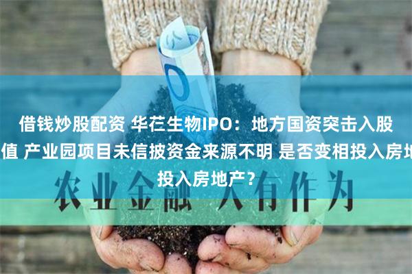 借钱炒股配资 华芢生物IPO：地方国资突击入股抬估值 产业园项目未信披资金来源不明 是否变相投入房地产？